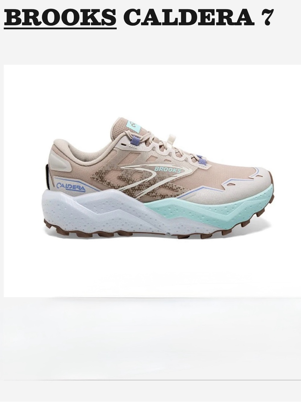 Brooks Caldera 7 Women Trail Shoe Beige Mint Brown COLOR Chateau Grey/White Sz 9 - Picture 2 of 16